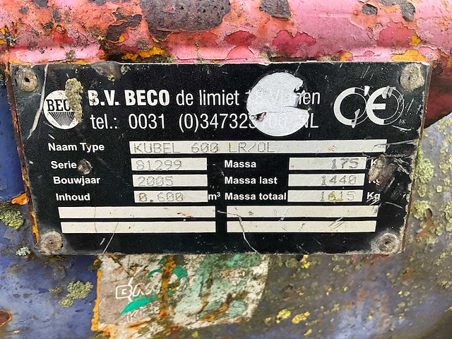 2005 beco 600 lr/ol betonkubel - afbeelding 6 van  6