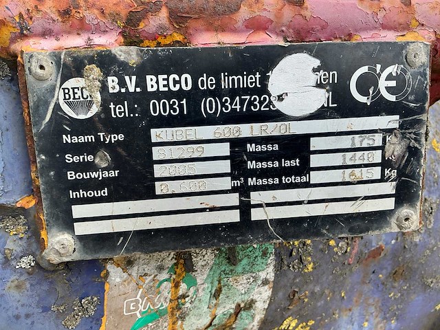 2005 beco kubel 600 lr/ol betonkubel - afbeelding 6 van  6