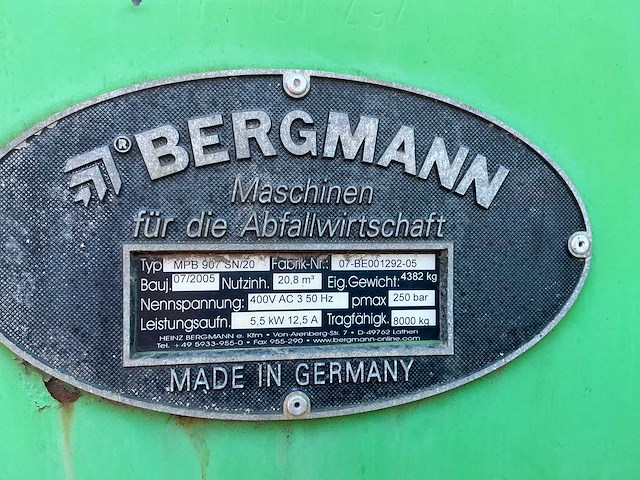 2005 bergmann mpb907 sn/20 haakarm perscontainer - afbeelding 10 van  10