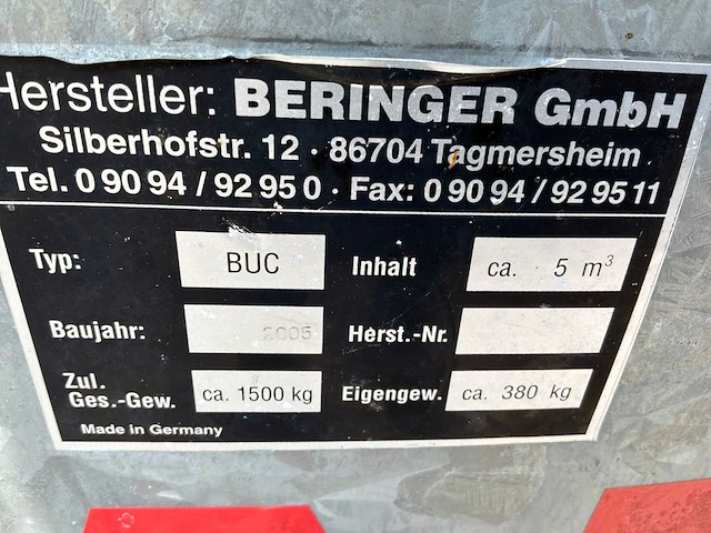 2005 beringer buc afvalcontainer - afbeelding 7 van  7