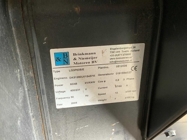 2005 b&n lg3p60s/e stroomgenerator in container - afbeelding 7 van  23