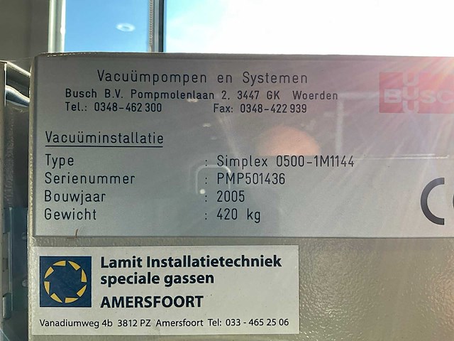 2005 busch simplex 0500-1m1144 / r5 ra 0100 f vacuümpomp installatie - afbeelding 3 van  12