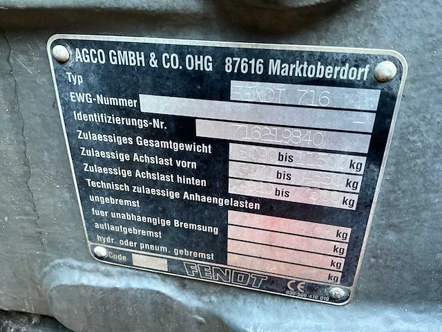 2005 fendt 716 vario vierwielaangedreven landbouwtractor - afbeelding 19 van  26