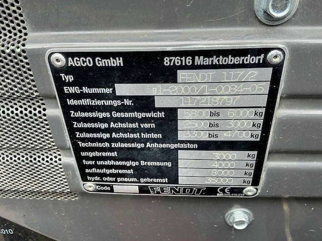 2005 fendt farmer 307 ci vierwielaangedreven landbouwtractor - afbeelding 35 van  35