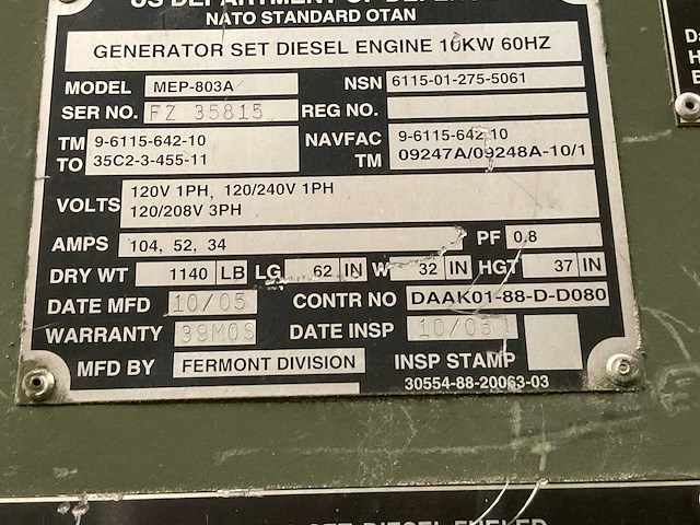 2005 fermont devision mep-803a stroomgenerator - afbeelding 1 van  14