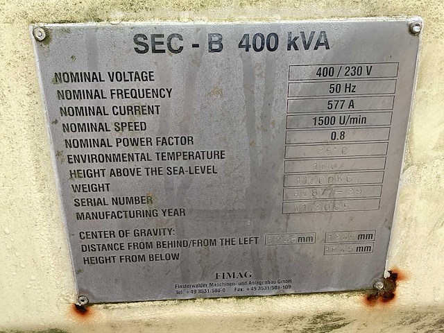 2005 fimag sec-b 400 kva stroomgenerator - afbeelding 9 van  15