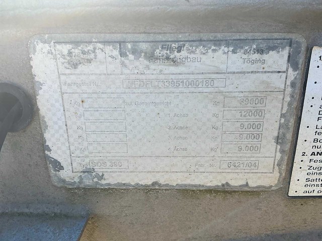 2005 fliegl sds 390 container aanhangwagen - afbeelding 6 van  16