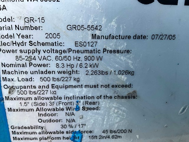 2005 genie gr-15 hoogwerker - afbeelding 3 van  11