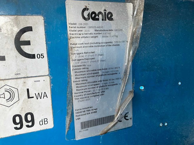 2005 genie gs-2668 rt hoogwerker - afbeelding 17 van  24