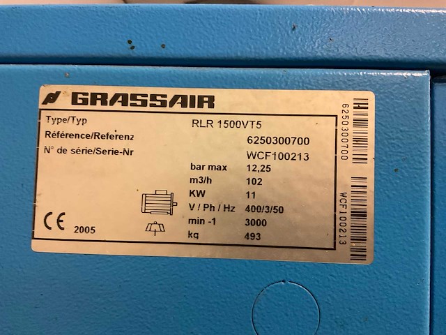 2005 grassair rlr 1500vt5 schroefcompressor - afbeelding 5 van  9