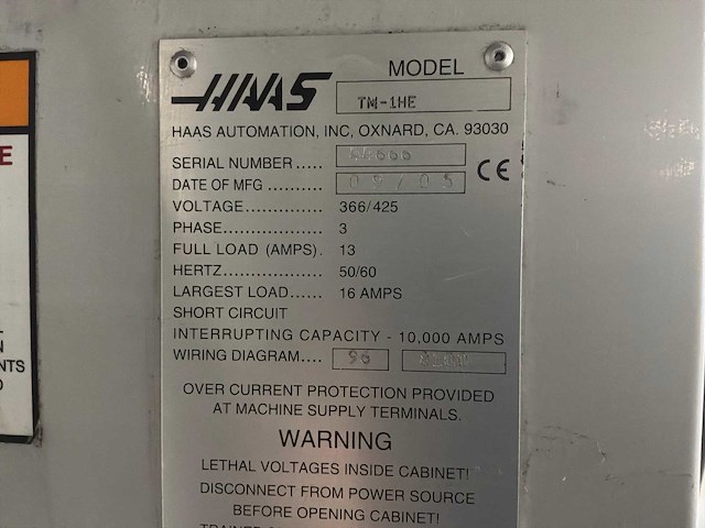 2005 haas tm-1he cnc verticale freesmachine - afbeelding 11 van  11