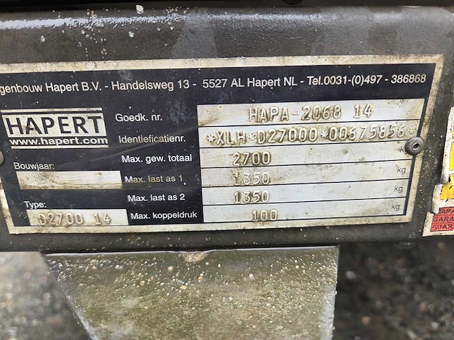 2005 hapert d2700 kieper aanhangwagen - afbeelding 6 van  7