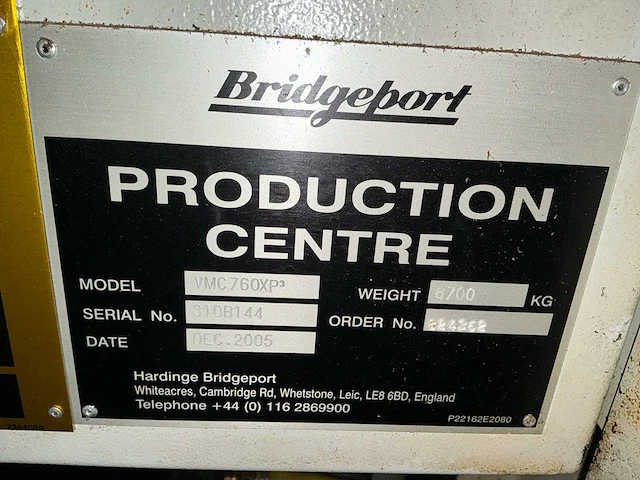 2005 hardinge bridgeport vmc 760 xp³ cnc bewerkingscentrum - afbeelding 13 van  22
