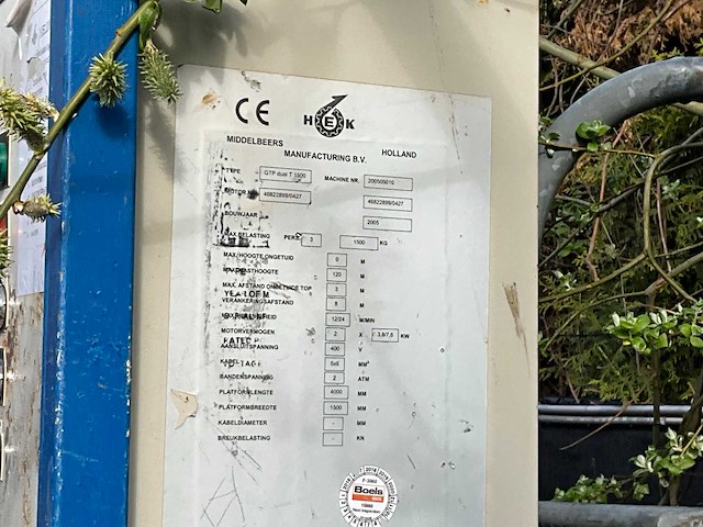 2005 hel gtp dual t 1500 bouwlift - afbeelding 2 van  4