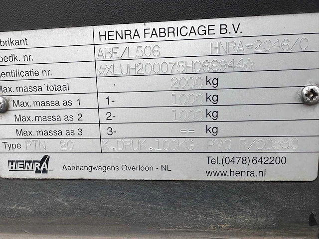 2005 henra - ptn - 2 paards paardentrailer - afbeelding 7 van  9
