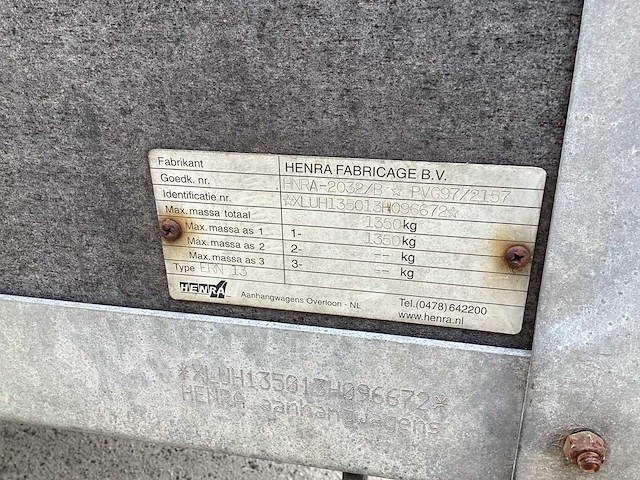 2005 henra ern13 geremde 1-assige bakaanhangwagen - afbeelding 2 van  10