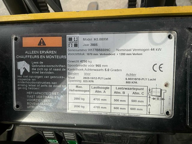 2005 hyster h3.00xm vorkheftruck - afbeelding 28 van  34