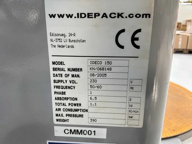 2005 idepack ideco 150 palletfoliewikkelaar - afbeelding 7 van  8