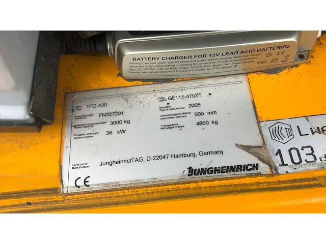 2005 jungheinrich tfg 430 vorkheftruck - afbeelding 5 van  18