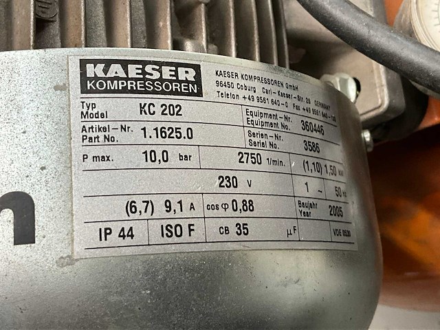 2005 kaeser kc 202 luchtcompressor - afbeelding 4 van  4