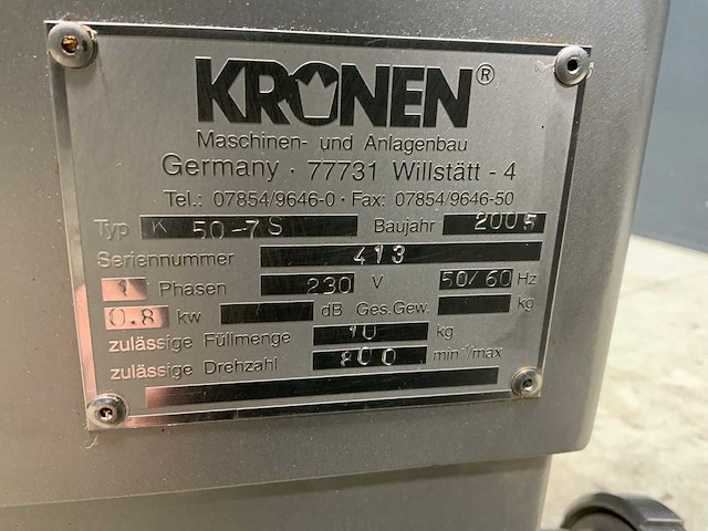 2005 kronen k50-7s mand centrifuge - afbeelding 4 van  6