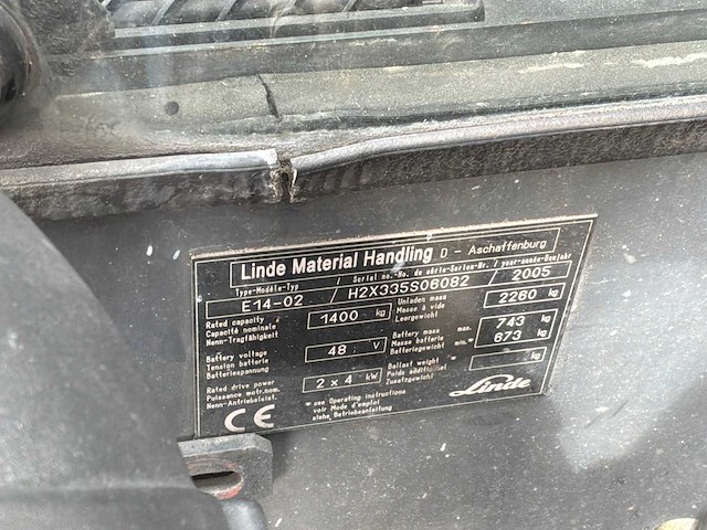 2005 linde e14-02 vorkheftruck - afbeelding 3 van  19