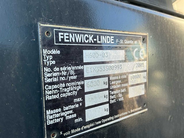 2005 linde h60 353-03 vorkheftruck - afbeelding 7 van  34