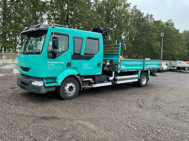 2005 renault midlum 220 dci kipper vrachtwagen met hiab 9tm autolaadkraan - afbeelding 1 van  84