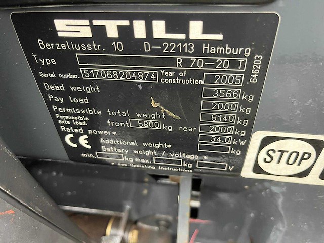 2005 stil r70-20 vorkheftruck - afbeelding 5 van  10