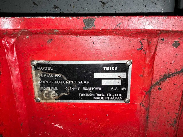 2005 takeuchi tb108 minigraafmachine - afbeelding 27 van  27