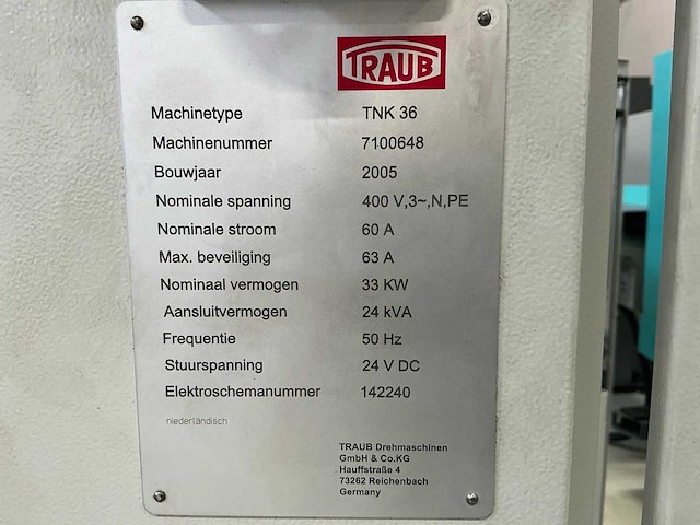 2005 traub tnk36 cnc-draaibank - afbeelding 10 van  20