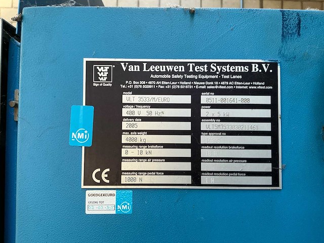 2005 van leeuwen vlt 3533/m/euro remmen testbank - afbeelding 3 van  11
