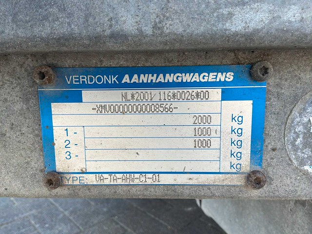 2005 verdonk db-01 aanhangwagen, wp-vv-78 - afbeelding 6 van  6
