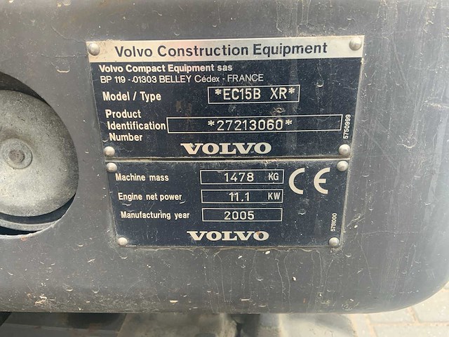 2005 volvo ec15b xr minigraafmachine met cw05 snelwissel en 3 graafbakken - afbeelding 26 van  33