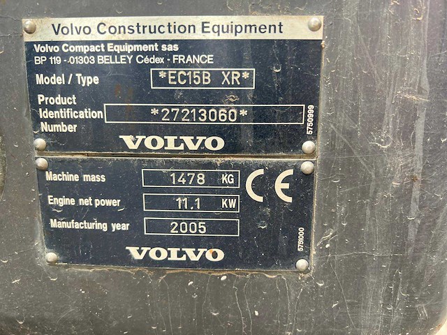 2005 volvo ec15b xr minigraafmachine - afbeelding 6 van  14