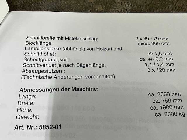 2005 wintersteiger dsg 150 eco dunzaagraammachine - afbeelding 15 van  22
