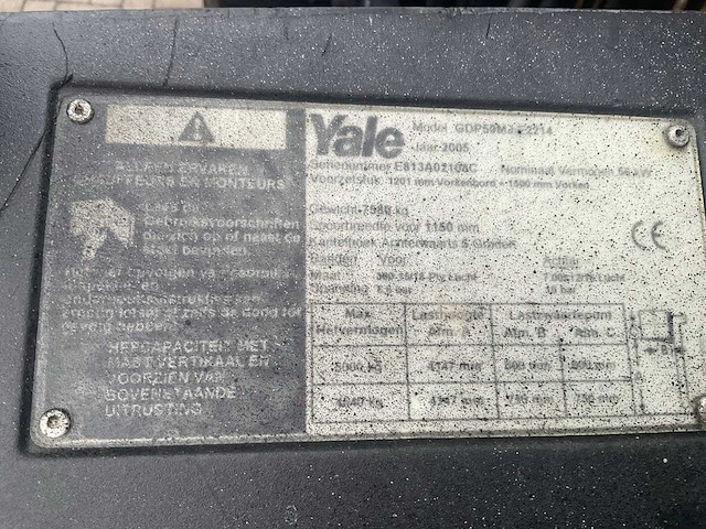 2005 yale gpd50mj vorkheftruck - afbeelding 9 van  9