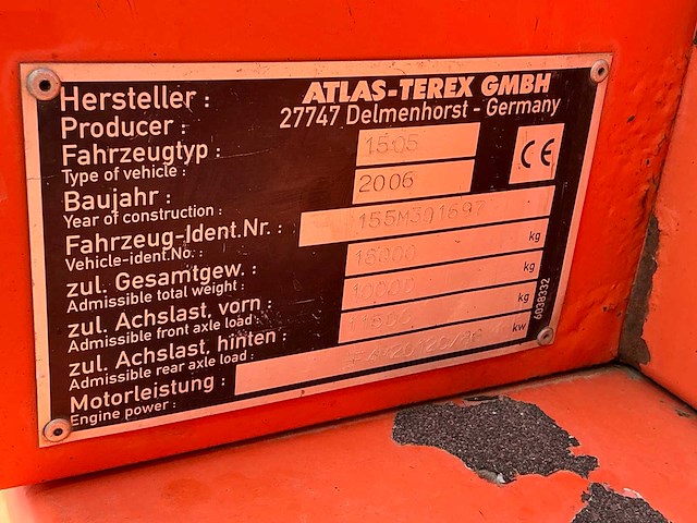 2006 atlas 1505m banden graafmachine - afbeelding 35 van  40