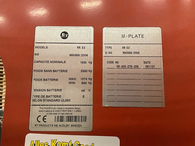 2006 bt rr e2 reachtruck - afbeelding 15 van  16