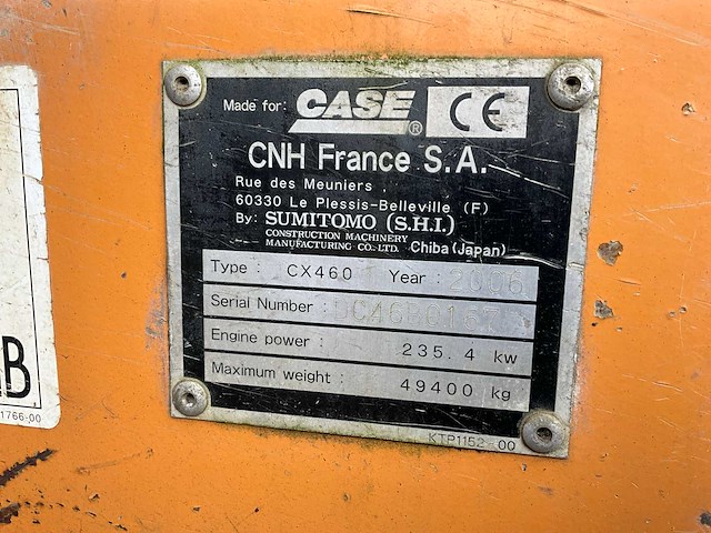 2006 case cx460 rupsgraafmachine - afbeelding 27 van  37