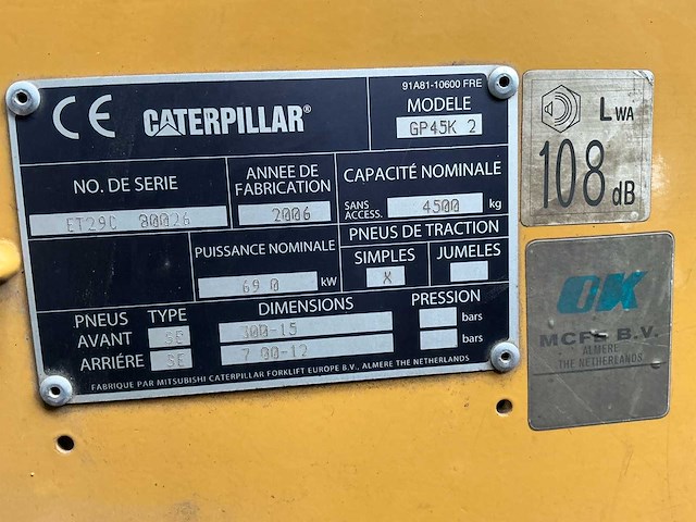 2006 caterpillar gp45k vorkheftruck - afbeelding 14 van  21