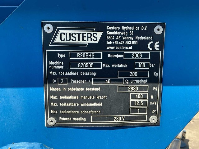 2006 custers r20ehs mobiele knikarmhoogwerker op trailer - afbeelding 20 van  27