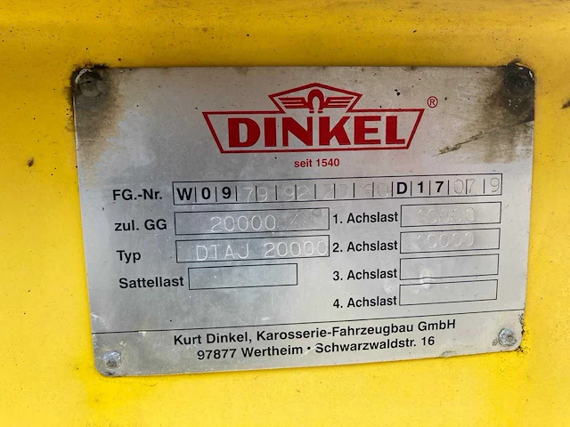 2006 dinkel dtaj 20000 uitschuifbare middenasaanhangwagen – 20 ton – nl kenteken - afbeelding 17 van  18