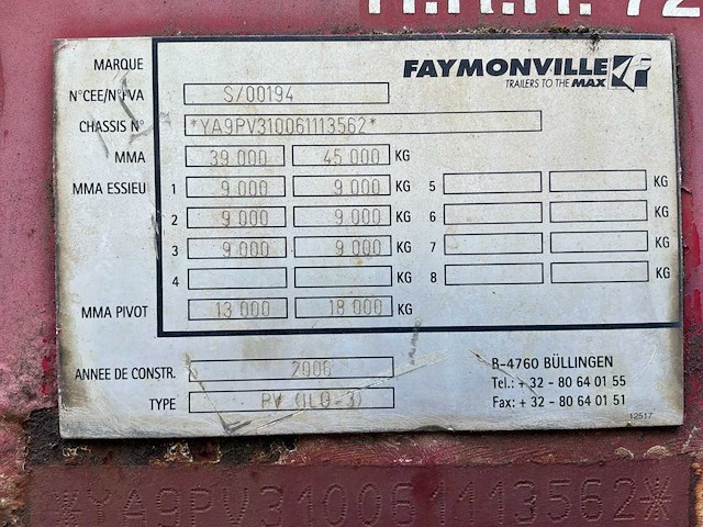 2006 faymonville s/00194 binnenlader - afbeelding 7 van  19