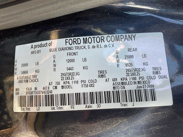 2006 ford f750 xl super duty kieper - afbeelding 10 van  18