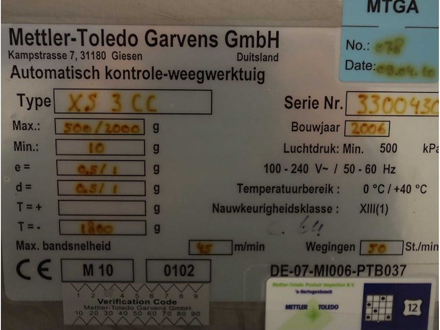 2006 garvens xs3cc checkweigher - afbeelding 11 van  11