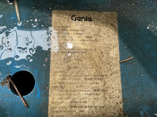 2006 genie gs-1932 hoogwerker - afbeelding 11 van  17