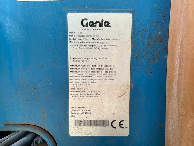 2006 genie s65 hoogwerker - afbeelding 32 van  38