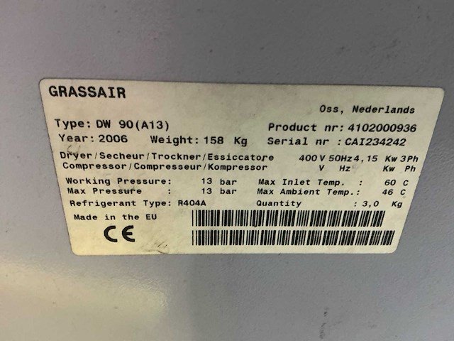 2006 grassair dw90 luchtdroger - afbeelding 5 van  7