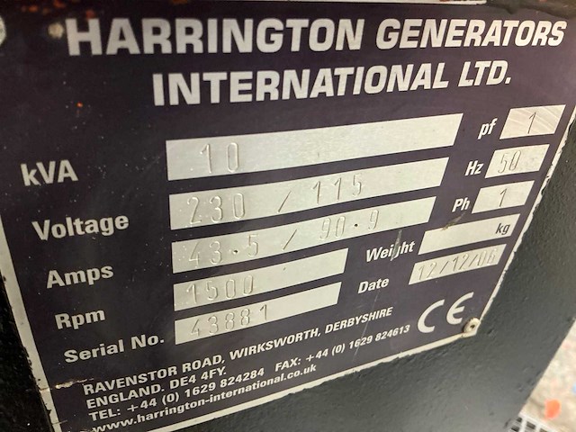 2006 harrington 10 kva stroomgenerator - afbeelding 6 van  14